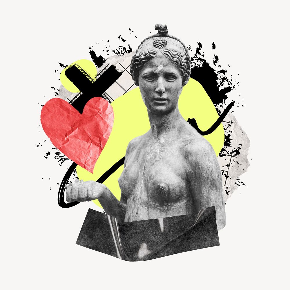 Nude Greek sculpture, abstract graffiti collage