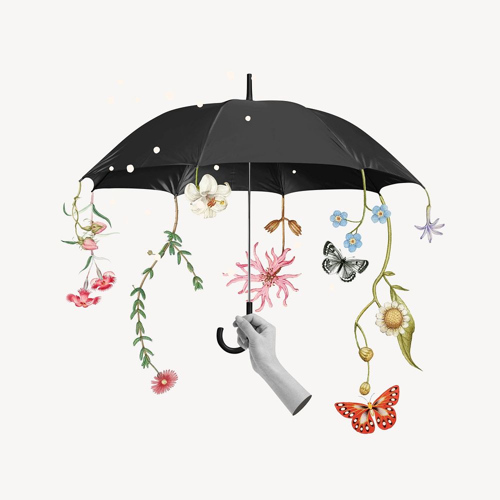 Environmentally friendly umbrella, collage remix design