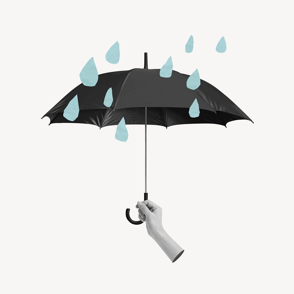 Rainy season umbrella, collage remix design
