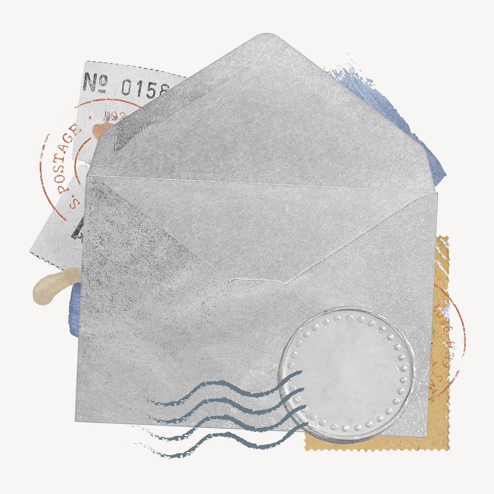 Vintage open envelope, paper collage