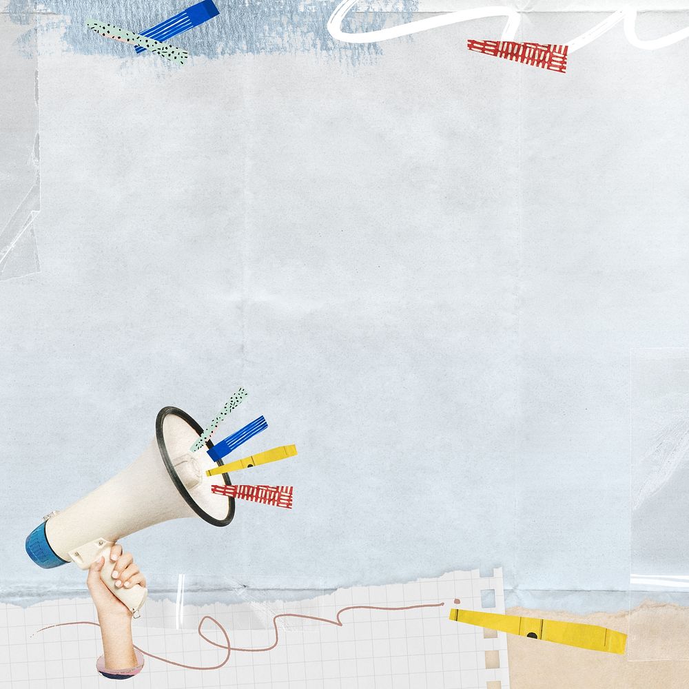 Creative marketing collage background, paper texture border