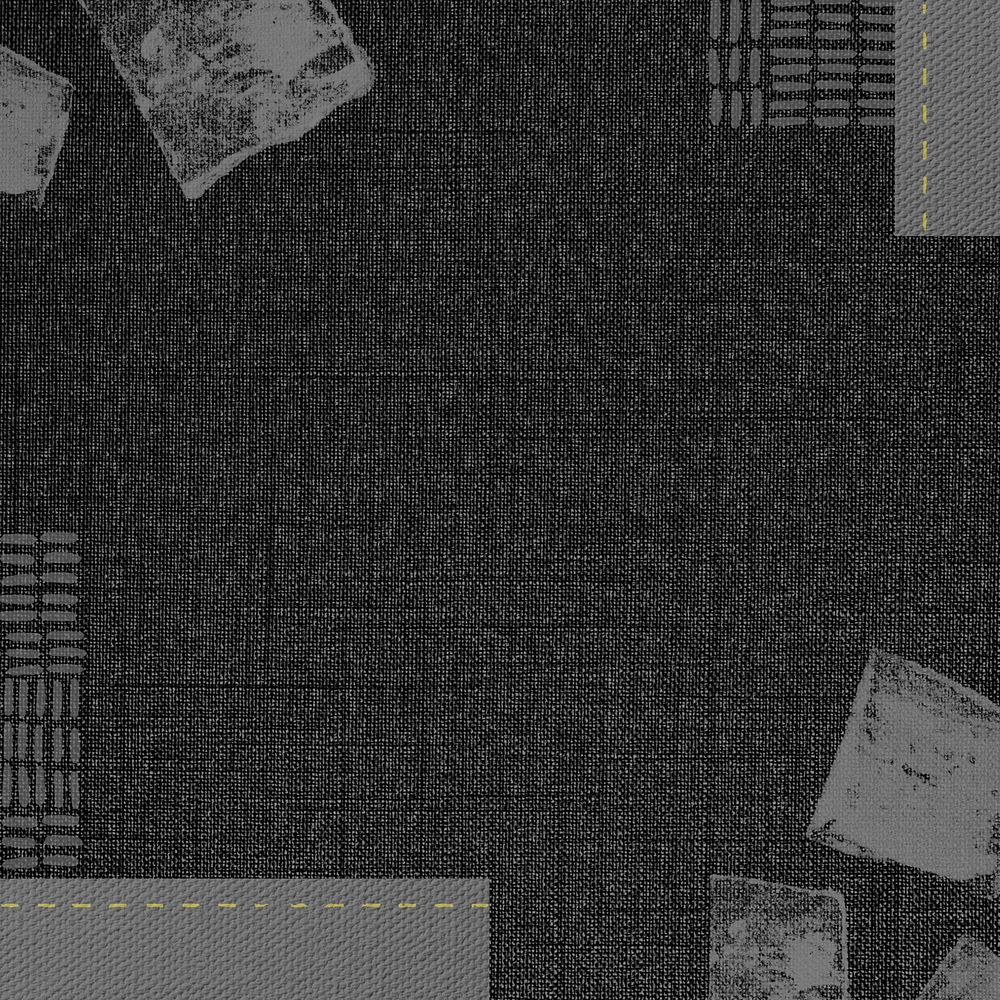 Black fabric textured background, block prints border