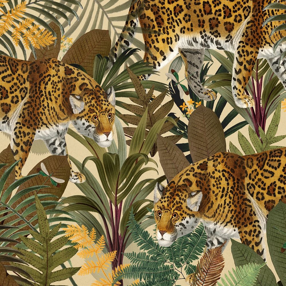 Jaguar tiger pattern background, wildlife illustration