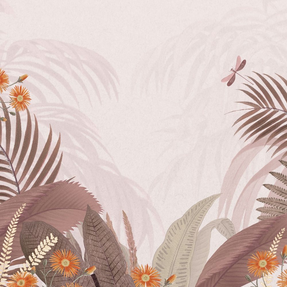 Tropical jungle pastel background, pink aesthetic