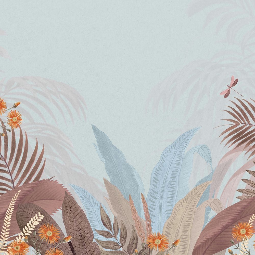 Tropical jungle pastel background, blue aesthetic