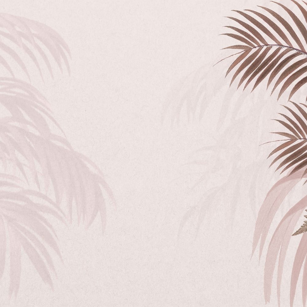 Pink palm leaf background, aesthetic botanical border
