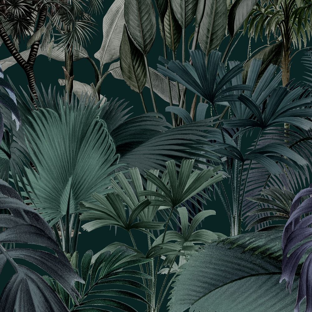 Wild jungle pattern background, vintage botanical illustration