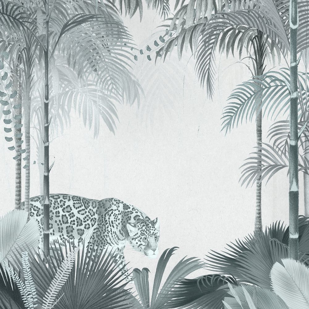 Jaguar tiger background, botanical illustration
