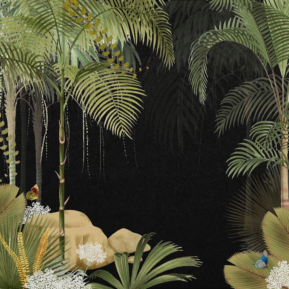 Palm trees jungle frame background