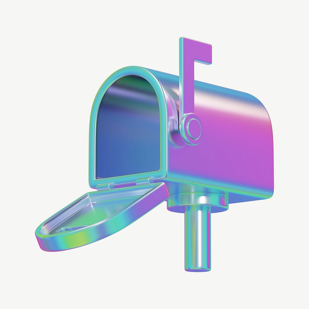 Blue metallic mailbox, 3D collage element psd