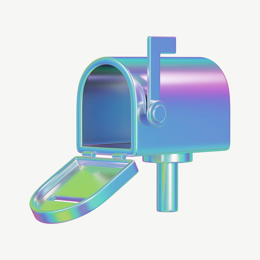 Blue metallic mailbox, 3D collage element psd