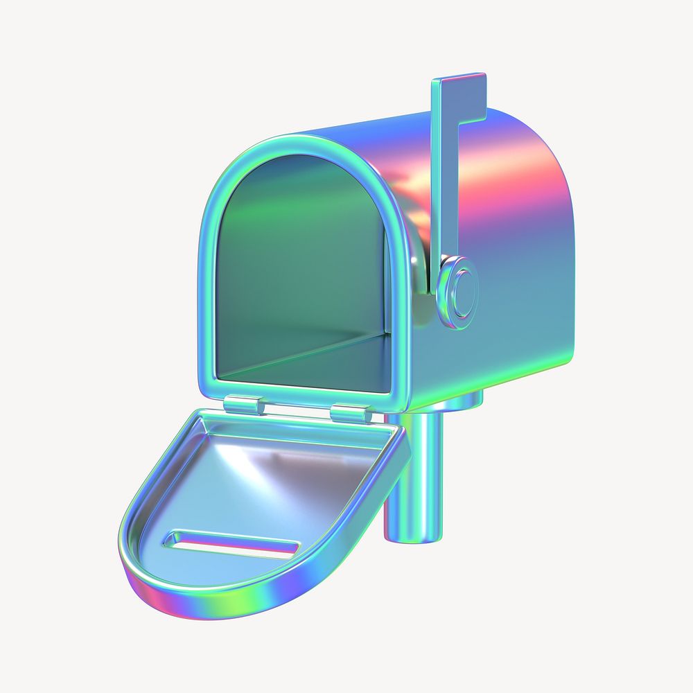 Blue metallic mailbox, 3D illustration
