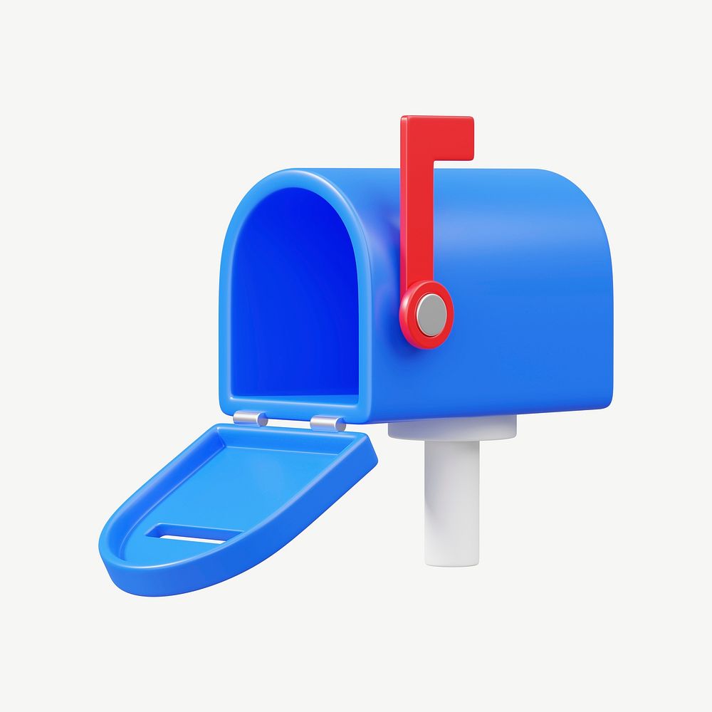 Blue mailbox, 3D collage element psd
