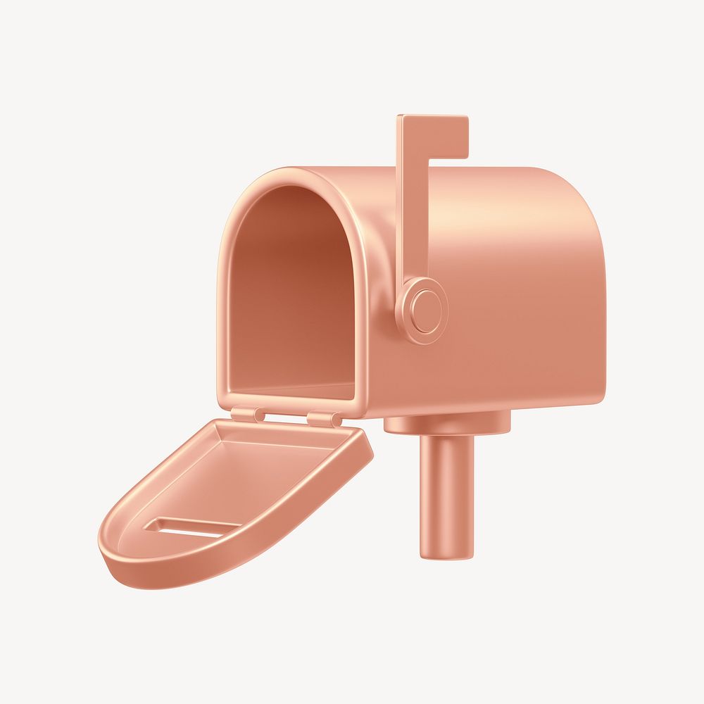 Rose gold mailbox, 3D illustration