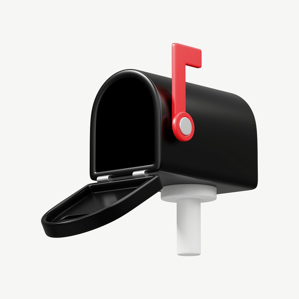 Black mailbox, 3D collage element psd