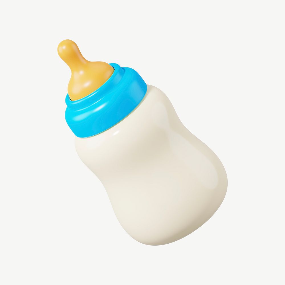Baby milk bottle, 3D collage element psd