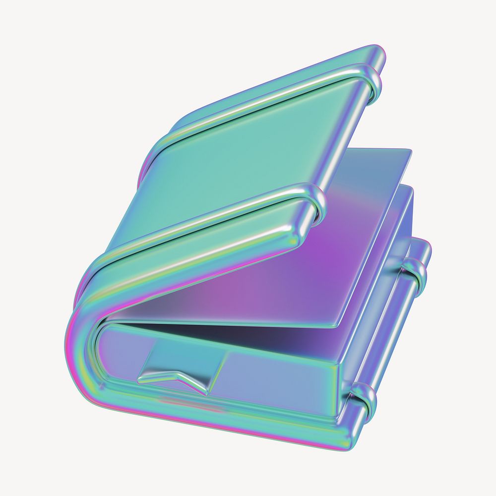 Holographic book, 3D education illustration