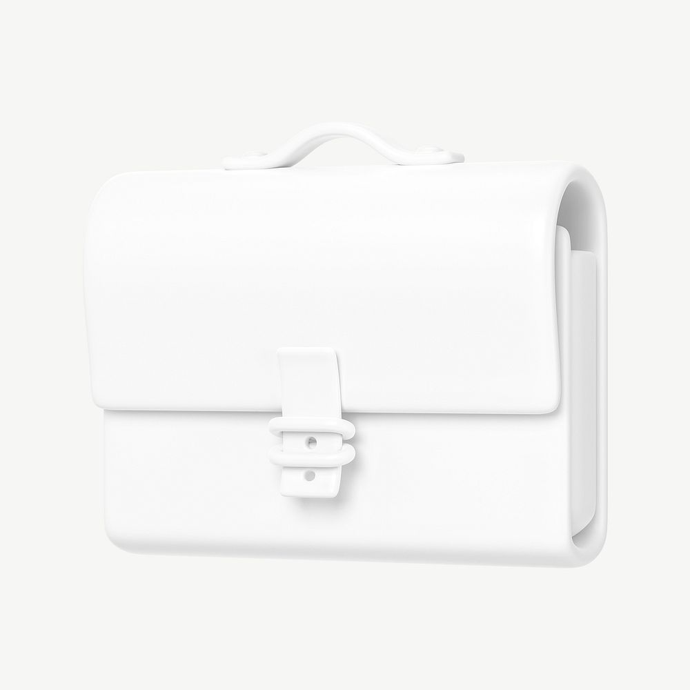 White business briefcase, 3D collage element psd