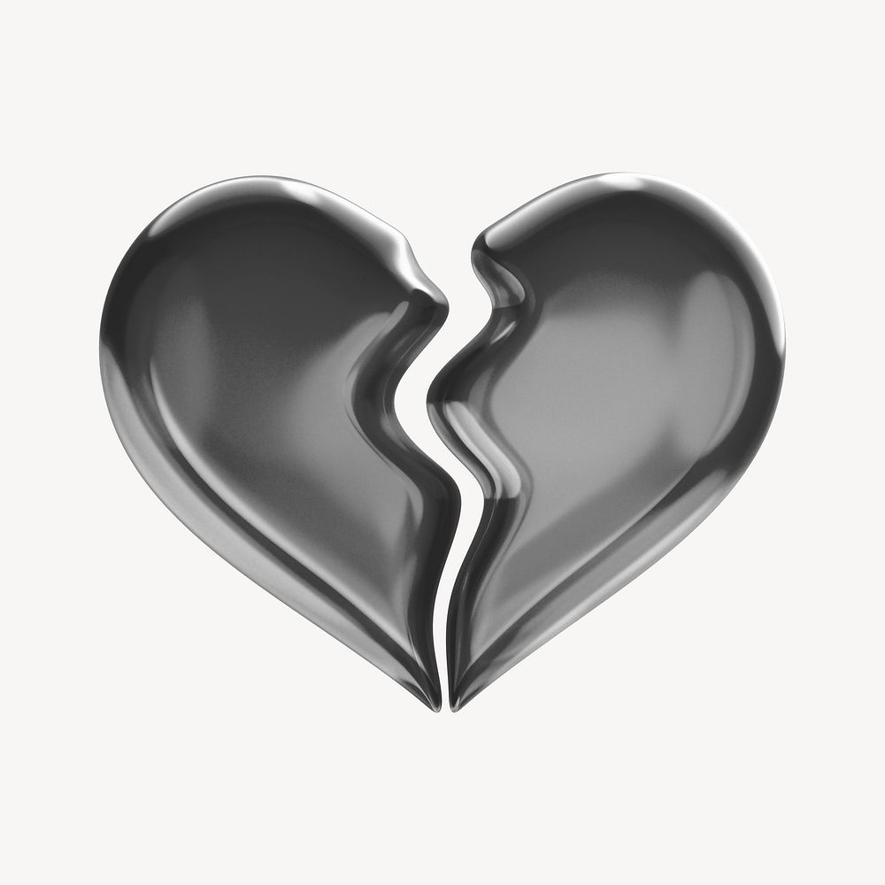 Black broken heart, 3D illustration Premium Photo rawpixel