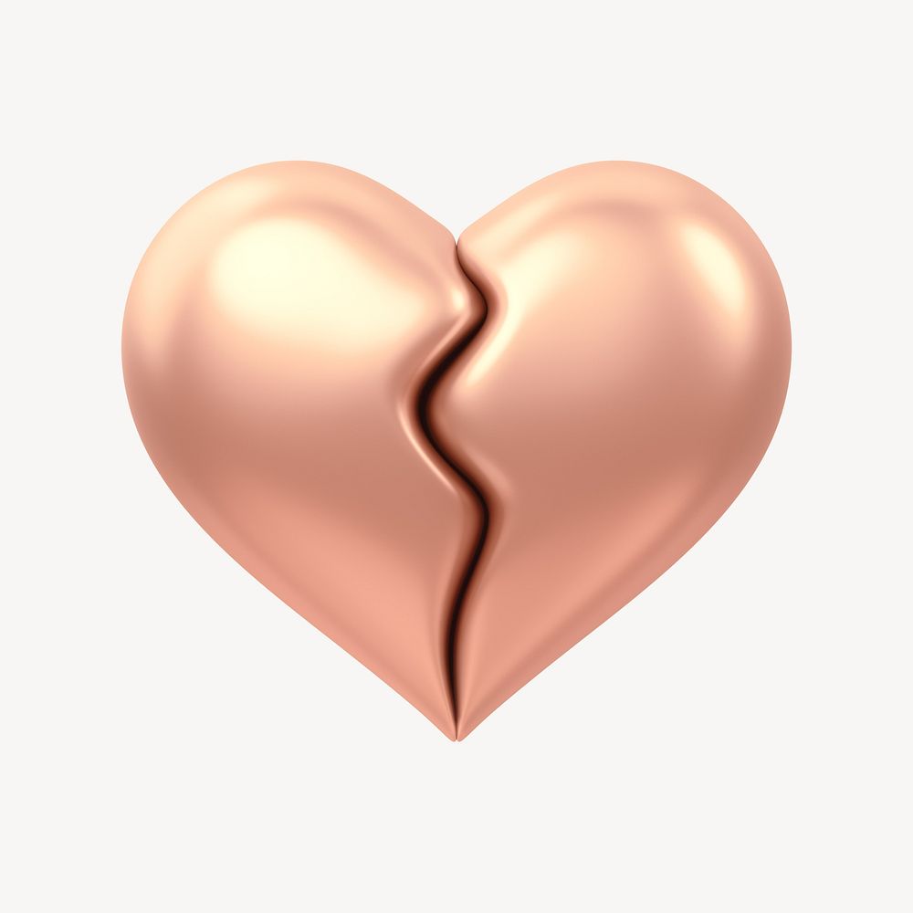 Pink broken heart, 3D illustration