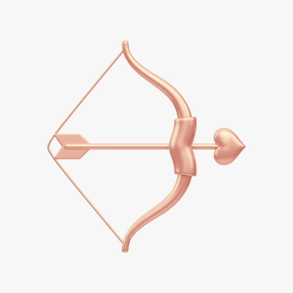 Cupid arrow bow, 3D illustration