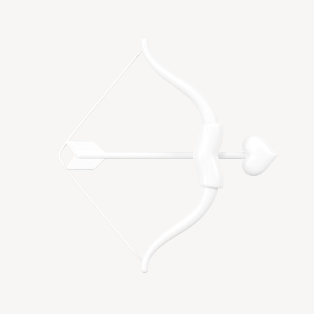 White Cupid arrow bow, 3D illustration