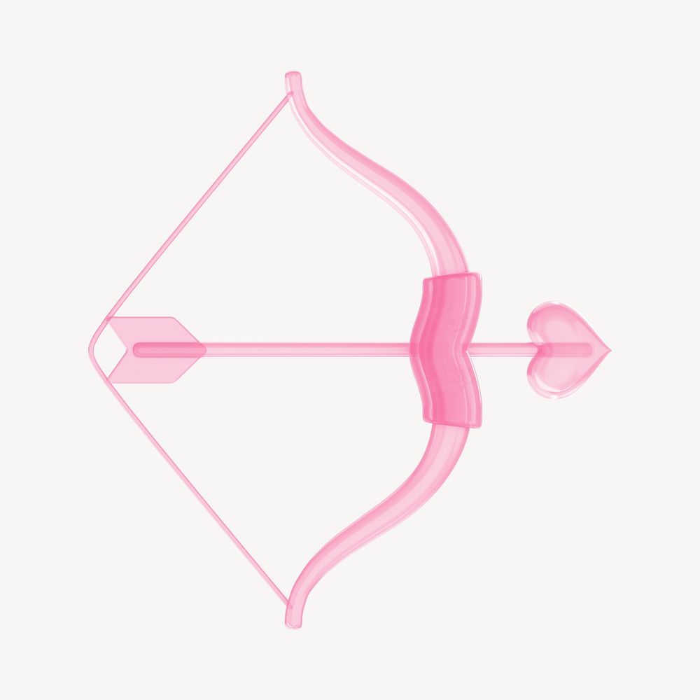 Pink Cupid arrow bow, 3D illustration
