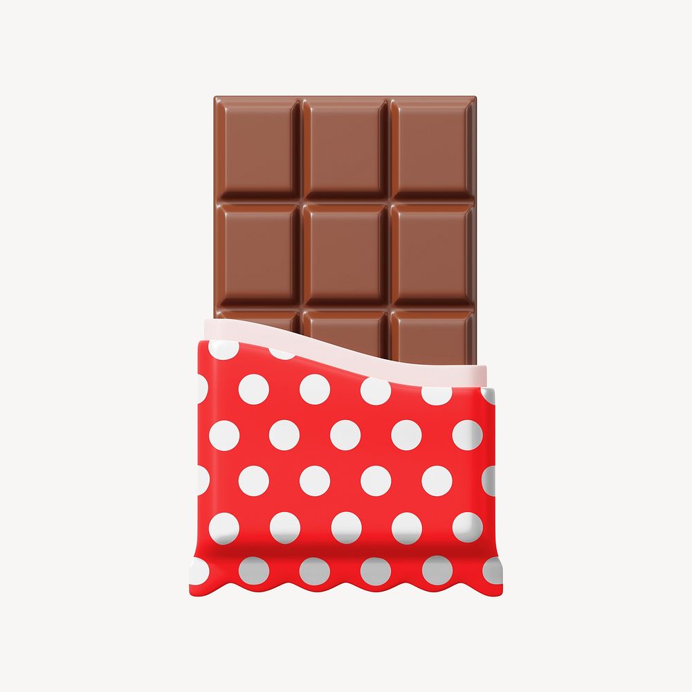 Chocolate bar, 3D snack, food illustration