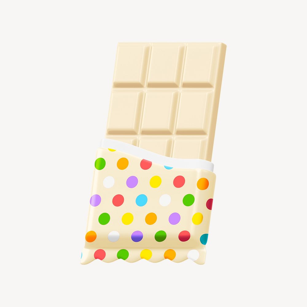 Milk chocolate bar, 3D snack, food illustration