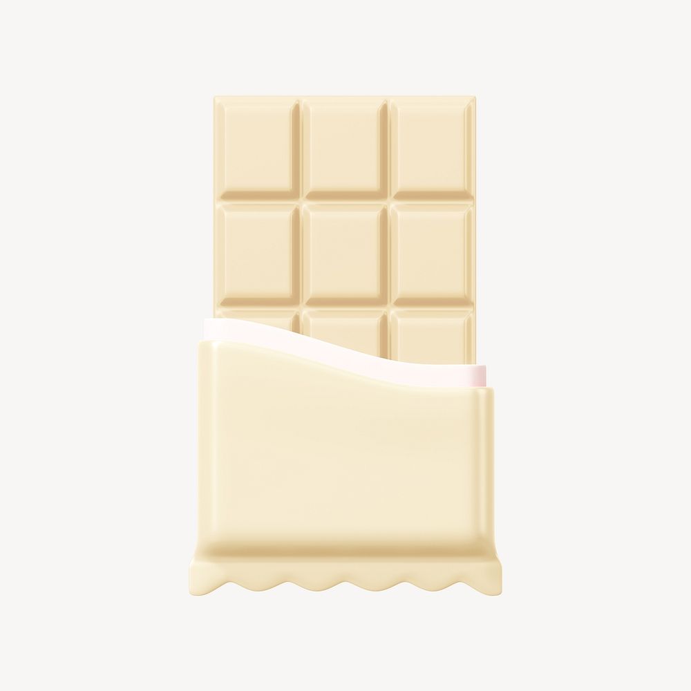 Milk chocolate bar, 3D snack, food illustration