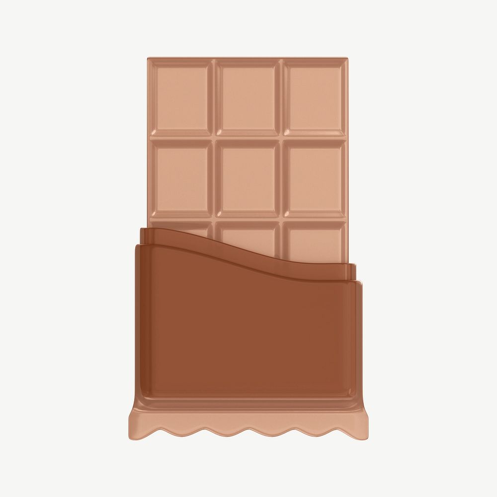 Chocolate bar, 3D food collage element psd