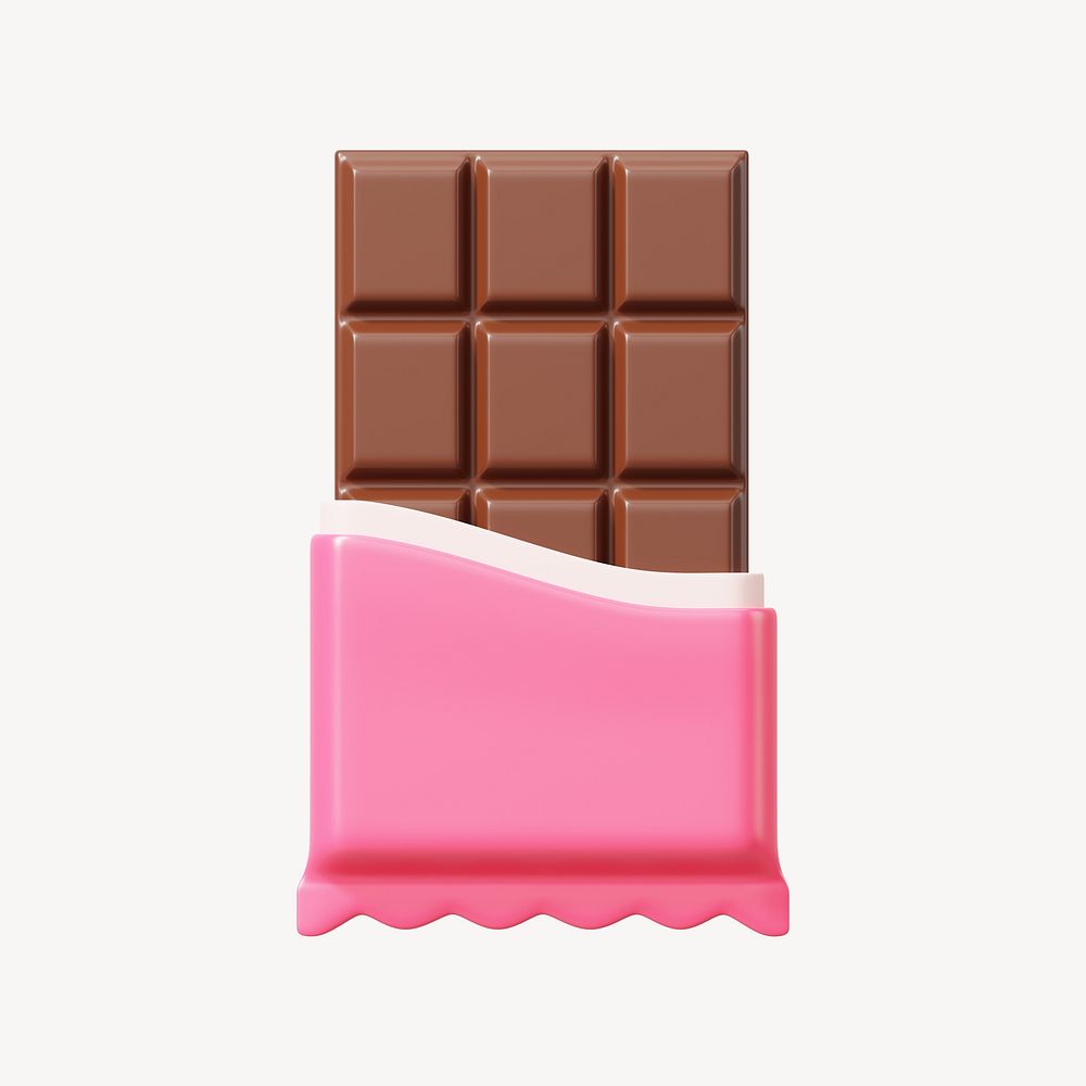 Chocolate bar, 3D snack, food illustration