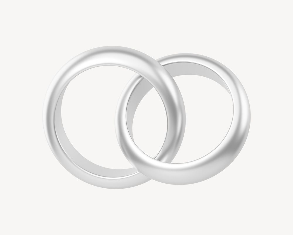 Silver wedding rings, 3D jewelry illustration