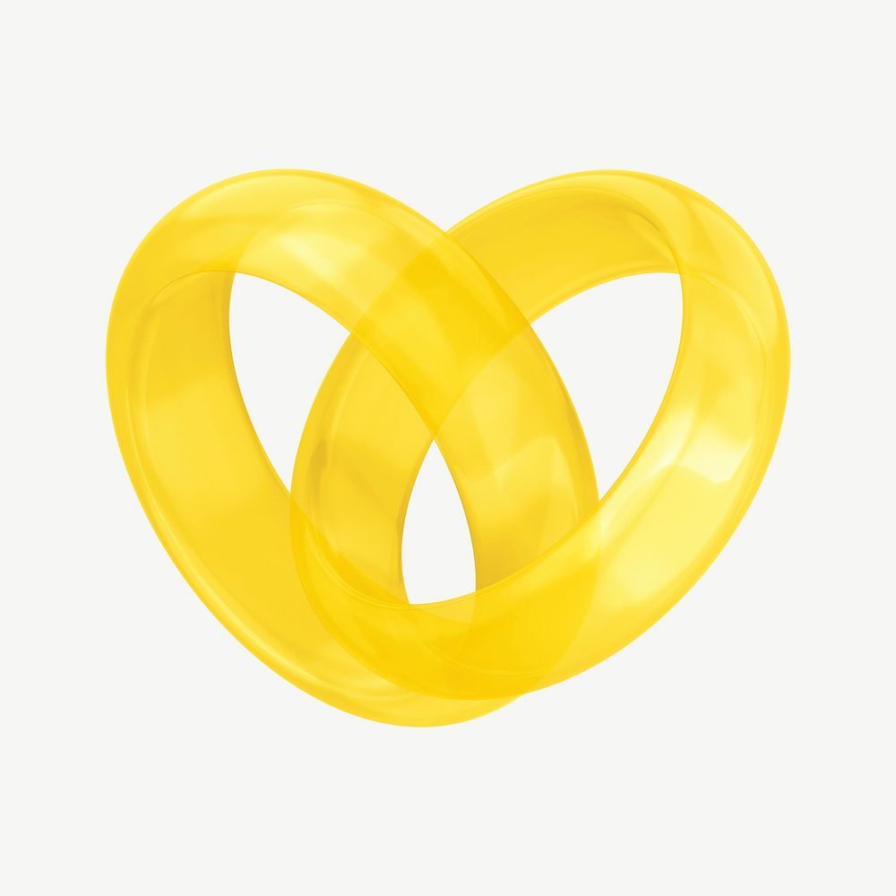 Yellow wedding rings, 3D jewelry collage element psd