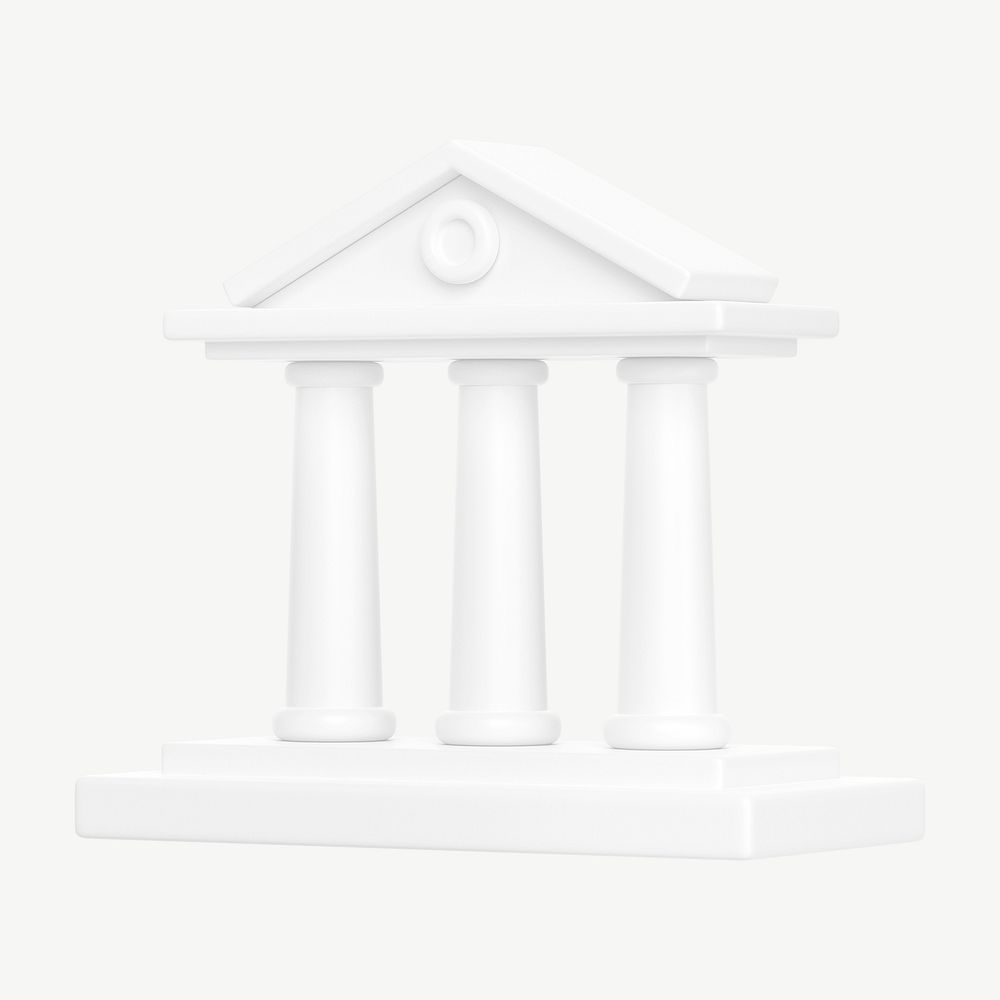 White courthouse building, 3D architecture illustration psd