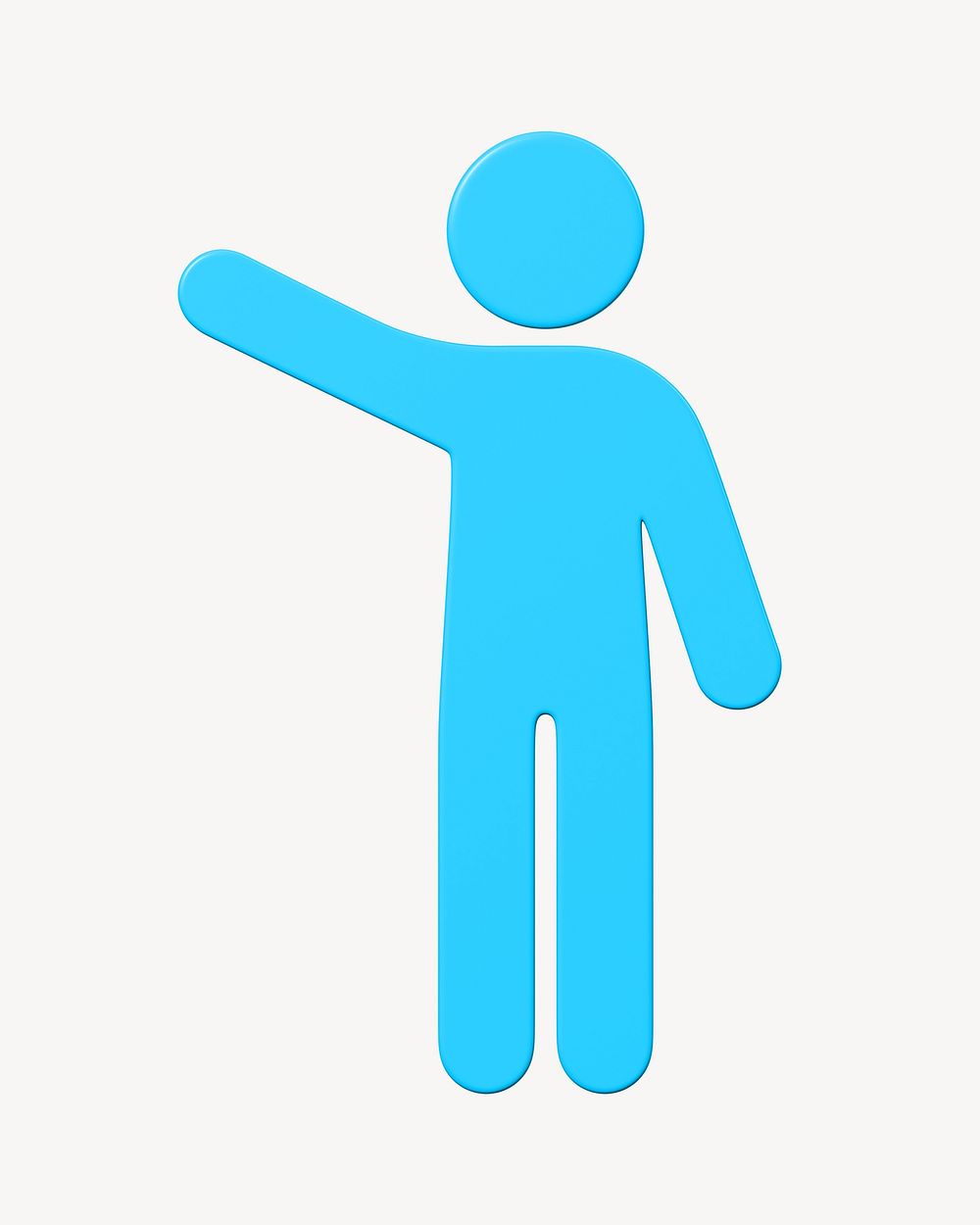 Blue man waving symbol, 3D rendering graphic