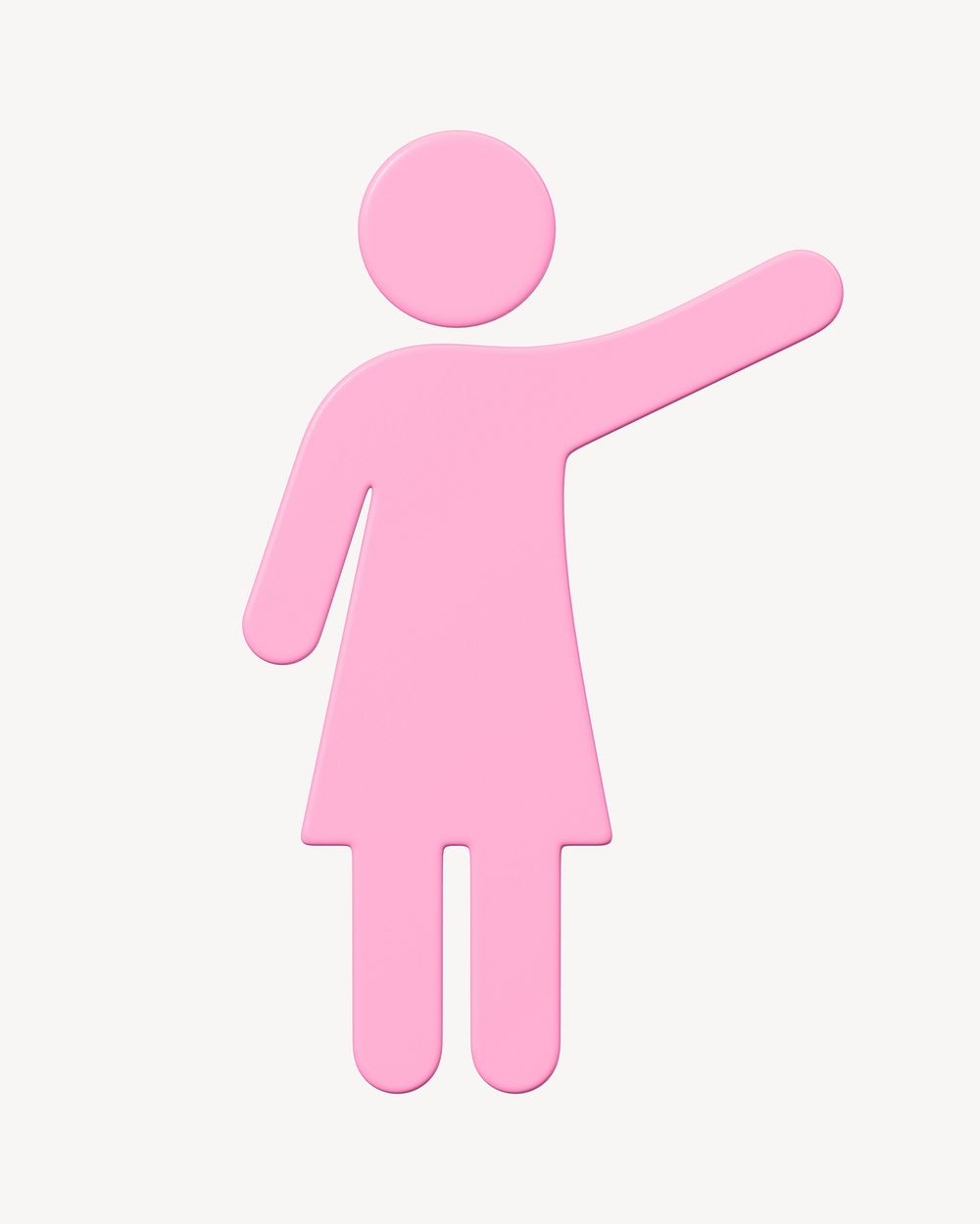 Pink woman waving symbol, 3D rendering graphic