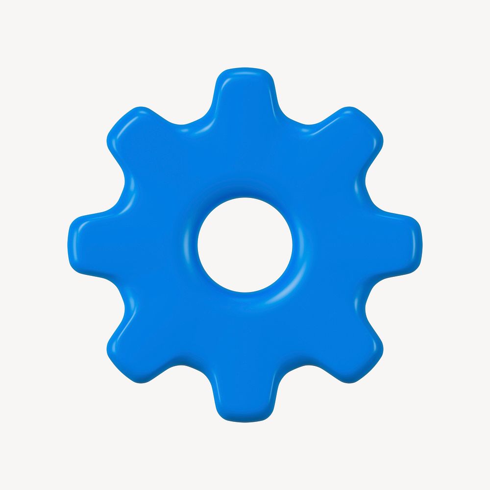 Blue cogwheel, 3D collage element psd