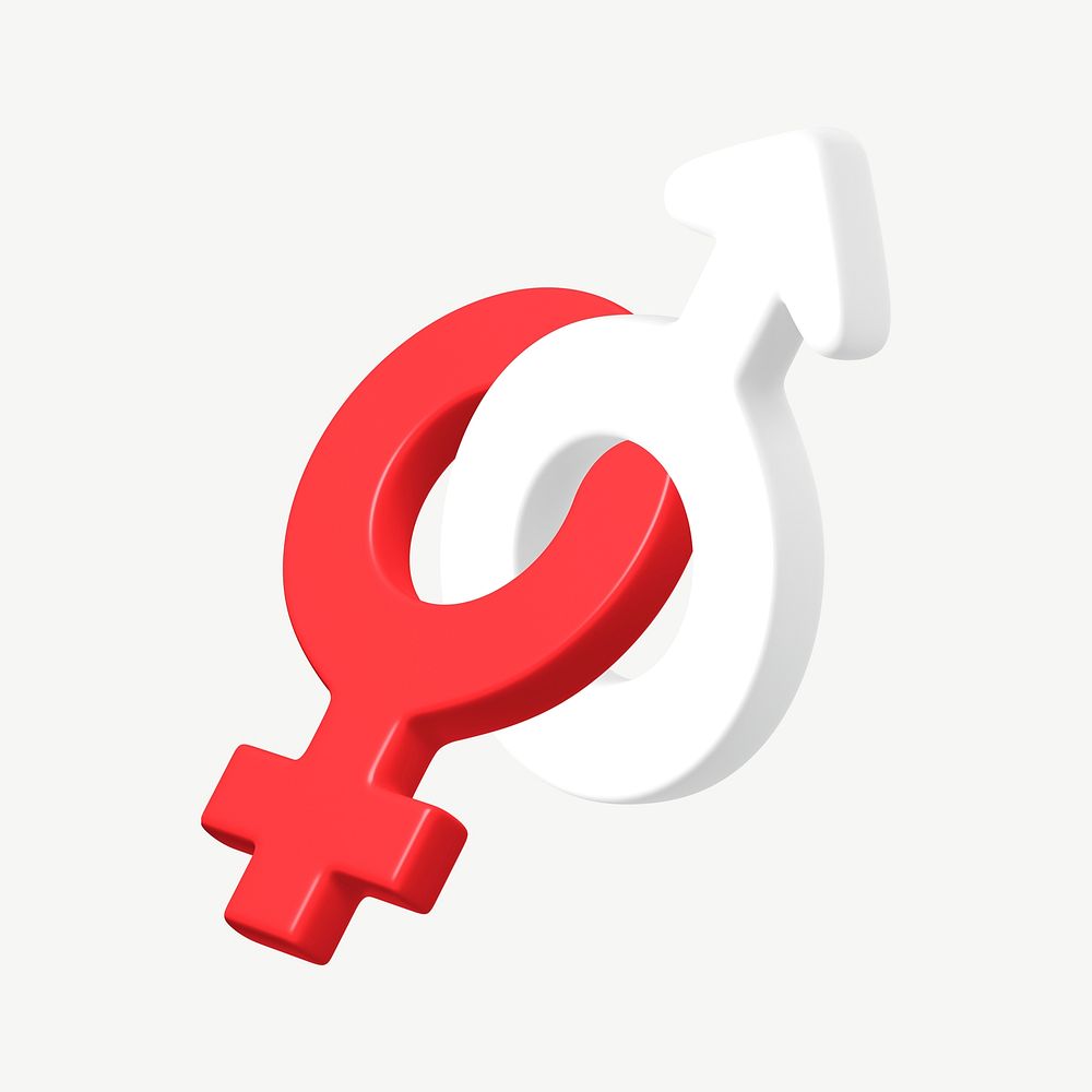 Heterosexual gender symbol, 3D collage element psd