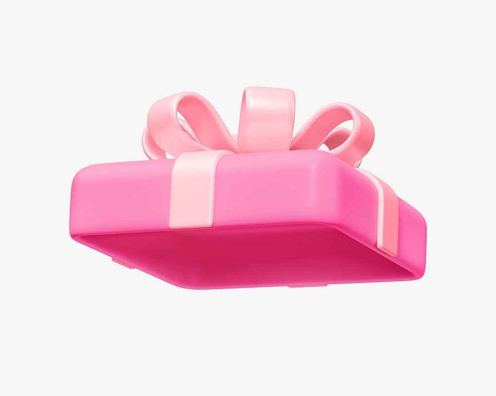 Pink gift box lid, 3D collage element psd
