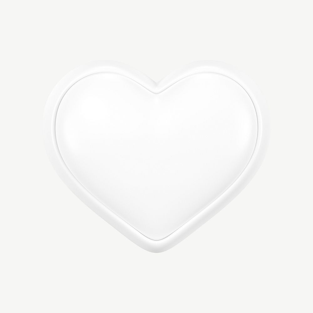 White heart, 3D collage element psd