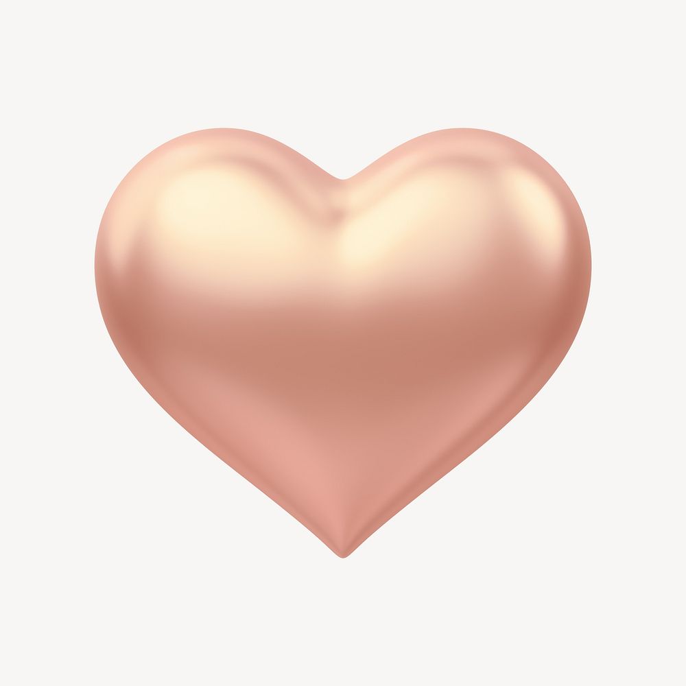 Rose gold heart, 3D illustration