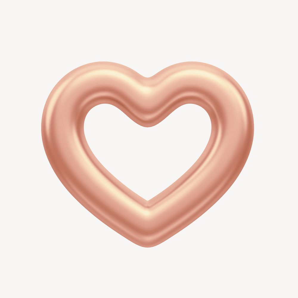 Rose gold heart, 3D illustration