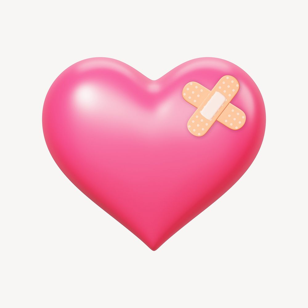 Pink bandaged heart, 3D illustration
