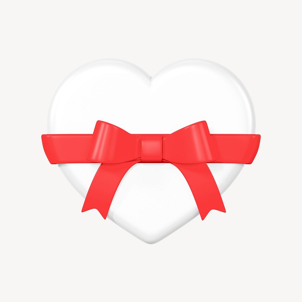 White heart box, 3D Valentine's gift illustration