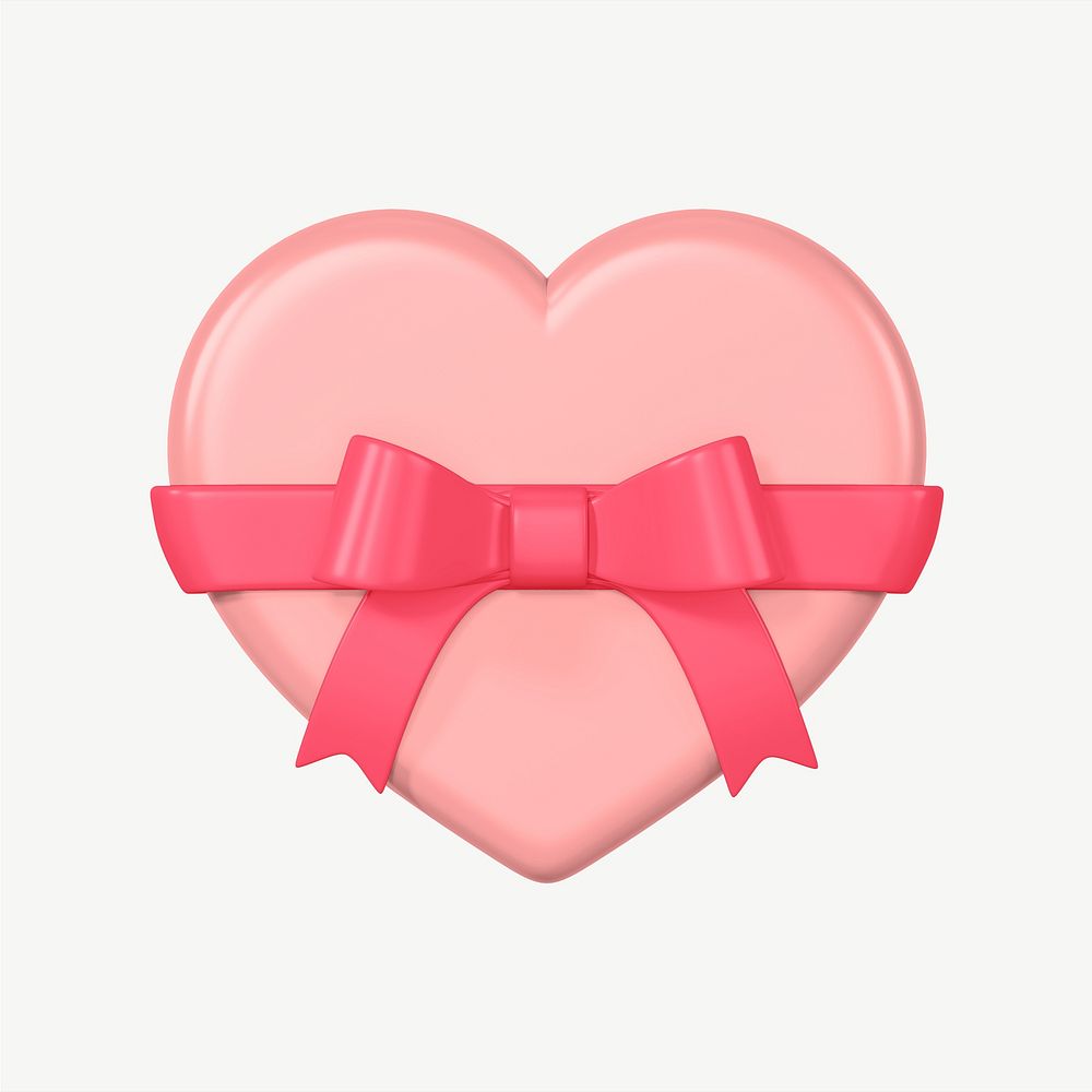 Pink heart box, 3D Valentine's gift collage element psd