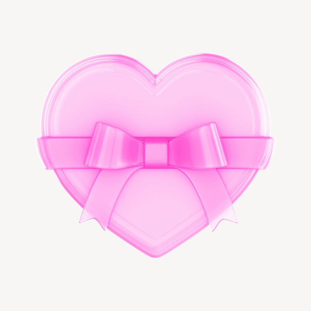 Pink heart box, 3D Valentine's gift illustration
