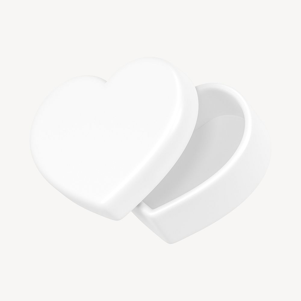 White heart box, 3D Valentine's gift illustration