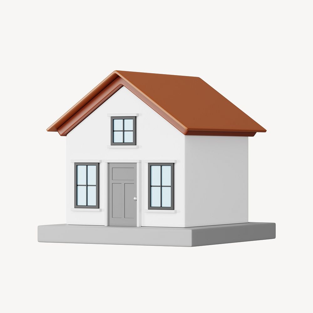 Simple house model, 3D rendering illustration