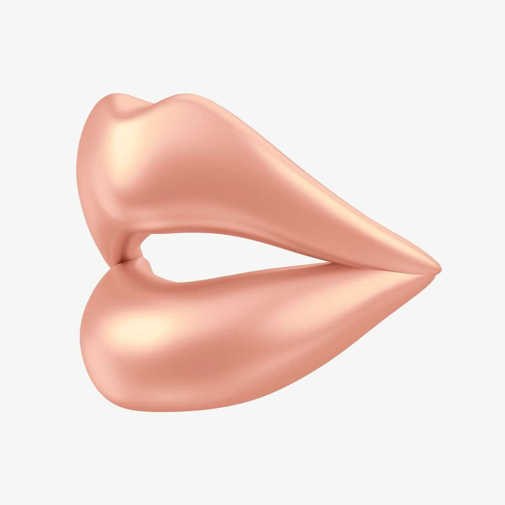 Rose gold woman's lips, 3D collage element psd